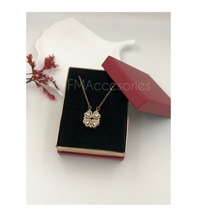 Çelik Kadın Kolye Çelik Kadın Kolye Paslanmaz Çelik 14k Gold Açılır Kapanır Kalpli Yonca Kolye Kadın 45 cm Kolye