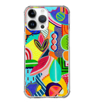 PrintiFy Apple iPhone 14 Pro Uyumlu Retro Color 6 Baskılı Şeffaf Köşe Korumalı Antişok Kılıf