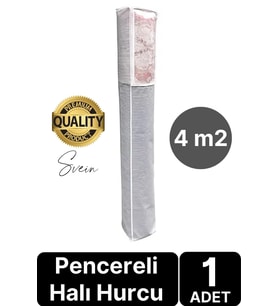 Halı Kılıfı Poşeti Çuvalı Kabı PVC Pencereli Hurcu Hunç Çizgili Model Saklama Organizeri 4 M2