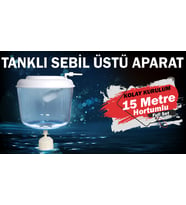 Dijitsu 15LF Uyumlu Sebil Üstü Aparatı Kırılmaz,Hazneli (15 Metre Hortumlu) (Beyaz)