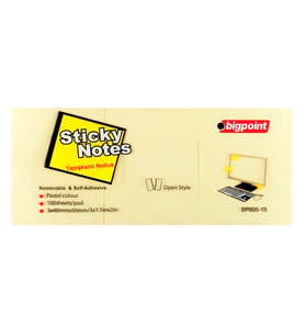 Bigpoint Yapışkanlı Not Kağıdı 3'lü 40x50mm Sarı x 4 Paket