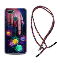 Oppo A5S A15 A16 A54 A55 A73 A74 Kılıf Boyun Asklı Rasta Silikon Finger planet 1740