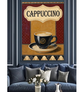 Cappuccino Kahve Fincanı Görseli Dekoratif Kanvas - Mdf Ahşap Tablo