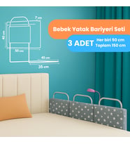 Miralay Yeni Nesil Yatak Bariyeri 50 x 40 Gri Yıldız ( 3 Adet )