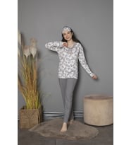 Tekten Çiçek Desenli Uzun Kollu Kadın Pijama Takımı Tekten 200