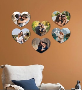 Kişiye Özel 6 Fotoğraflı Kalp Mdf Tablo