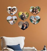 Kişiye Özel 6 Fotoğraflı Kalp Mdf Tablo