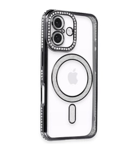 Apple iPhone 16 Kılıf Joke Simli Magneticsafe Kılıf - Siyah