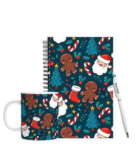Yılbaşı İçin Kişiye Özel Ahşap Defter Kalem & Kupa Hediye Seti HC53