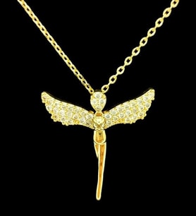 Gold Kaplama Zirkon Taşlı Peri Model Kadın Melek Kolye bbk44s (Altın)
