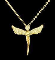 Gold Kaplama Zirkon Taşlı Peri Model Kadın Melek Kolye bbk44s (Altın)