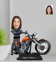 Kişiye Özel Motorcu Kadın Ahşap Biblo-6