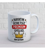 Kişiye Özel Arkadaş Tasarımlı Hayatın Premium Üyeliği Yazılı İsimli Seramik Kupa