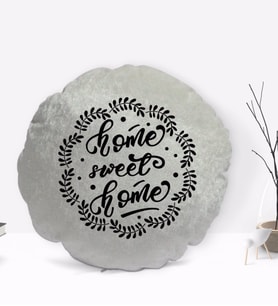 BK Gift Home Sweet Home Tasarımlı Yuvarlak Dekoratif Kırlent Yastık-2