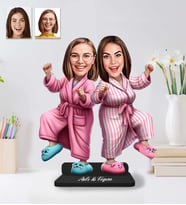 Kişiye Özel Pijama Parti Kadın Arkadaşlar Model Ahşap Biblo-60