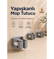 Yapışkanlı Mop Süpürge Tutucu Duvar Tipi Paspas Askı Aparatı 3 Adet