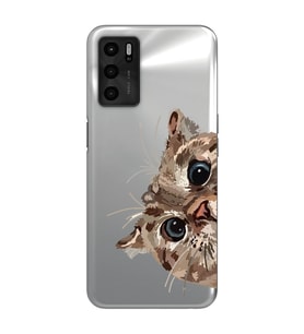 Oppo A16 Uyumlu Tatlı Kedi Desenli Şeffaf Telefon Kılıfı