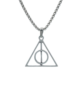 Harry Potter Ölüm Yadigarları Üçgen Örme Zincir Kolye - Gümüş Kaplama - Erkek Kadın Kolye - No:1415