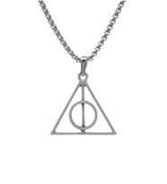 Harry Potter Ölüm Yadigarları Üçgen Örme Zincir Kolye - Gümüş Kaplama - Erkek Kadın Kolye - No:1415