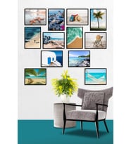 Çerçevesiz Çerçeve Görünümlü Tatil Yaz Güneş 12 Parça Mdf Tablo Seti Çoklu Baskı Seti Mdf Baskı