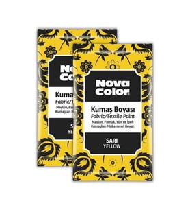 Sarı Kumaş Boyası Toz 12 gr 2 Adet Nova Color Toz Kumaş Boyası Sarı Kot Pantalon Gömlek Tişört Tekstil Kumaş Boyası 2 Adet