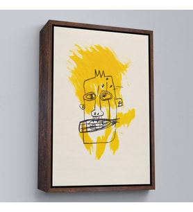 Çerçeveli Jean-Michel Basquiat - Sarı Saçlı İsimsiz Tablo (Kahverengi)