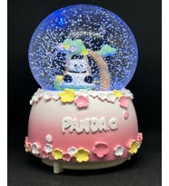 Panda Işıklı Müzikli Otomatik Kar Püskürtmeli Mega Boy Kar Küresi (16 cm x 12 cm) (Pembe)