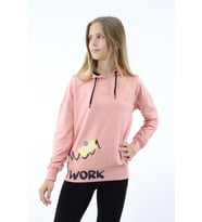 Toontoy Kız Çocuk Baskılı Sweatshirt (Koyu Pudra)