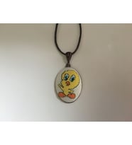 Kadın Erkek Çocuk Tweety İşlemeli Kanaviçe Kolye - Anahtarlık