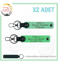 Motosiklet Sürücüsüne Özel İsim Plaka ve A Rh (-) Kan Grubu Yazılı x2 Anahtarlık, Yeşil-F Yeşil-Laci