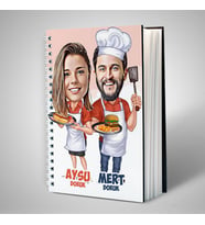 Aşçı Sevgililer Karikatürlü Sevgili Defteri