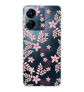 PrintiFy Xiaomi Redmi 13C Uyumlu Kamera Korumalı Floral Kırmızı Tasarımlı Şeffaf Silikon Kılıf