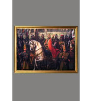 Fatih İstanbulun Fethi Desenli Dijital Baskılı Kadife Kumaş Çerçeveli Tablo TBL0022 (Çok Renkli)