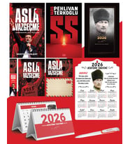 Asla Vazgeçme - Ayraç - Kartpostal - Poster - SS -  2026 Ajanda Komutan - Kalpaklı Ahşap Duvar Takvimi - Masa Takvimi