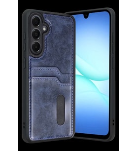 Galaxy A57 5G Sara Kartvizitli Deri Kılıf - Lacivert