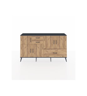 Arges Konsol 5 Raflı 3 Çekmeceli 5 Kapaklı 176x30x99 Antrasit-Çam