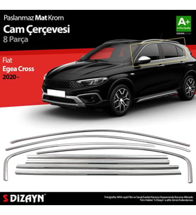 S-Dizayn Fiat Egea Cross Krom Cam Çerçevesi 8 Prç. 2020 Üzeri (Mat Krom) A+ Kalite
