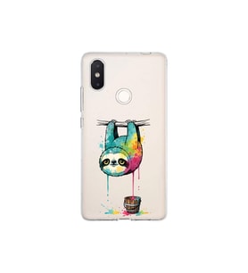 Xiaomi Mi 8 SE ile Uyumlu Splash Tembel Hayvan Tasarımlı Şeffaf Silikon Kılıf