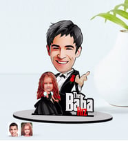 BK Gift Kişiye Özel Godfather Baba Kız Karikatürlü Ahşap Biblo Model-1 (Beyaz)
