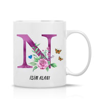 Olse N harfi Kişiye Özel Tasarım Çay Kahve Kupa Bardak Mug-Arkadaşa Hediye Sevgiliye Hediye N Harf Tasarım