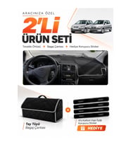 HYUNDAİ GETZ (2002-2011) Uyumlu Torpido Örtüsü + Tay Tüyü Bagaj Çantası + Sticker Seti - Siyah Gri