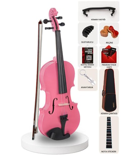 Midex HGA-24PINK-TYS 1/2 Kaliteli Pembe Keman Seti 8-10 Yaş Çocuk Kemanı