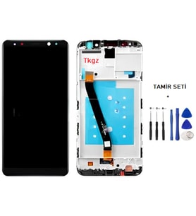 Tkgz Mate 10 Lite Uyumlu Lcd Ekran Dokunmatik Servis ÇITALI SİYAH + TAMİR SETİ