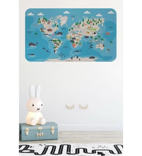 Eğitici Dünya Haritası Dünya Atlası Çocuk Ve Bebek Odası Duvar Sticker -60x105-3802
