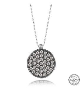 Swarovski Crystal Taşlı Yuvarlak Gümüş Kadın Kolye