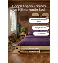 Soft Model Masif Ahşap Karyola ve 2 Adet Komodin Kolay Kurulum Fırınlanmış İthal Sibirya Çamı 150x200 Yatak Uyumlu 2 Adet Komodin