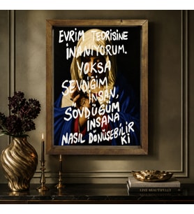 BK Gift Vintage Klasik Sanat Esprili Sözlü Masif Ahşap Çerçeveli Dekoratif Tablo - 14