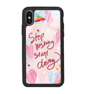 iPhone X Pembe Motto Tasarımlı Glossy Telefon Kılıfı