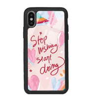iPhone X Pembe Motto Tasarımlı Glossy Telefon Kılıfı