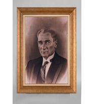 Altın Varaklı Paspartulu Çerçeveli Atatürk Tablo nt877